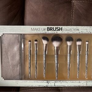 Make Up Brush Collection - Silver Marble Handle 8-Piece Set